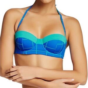 NWT Spanx Balconette Bikini Top Retro Blue